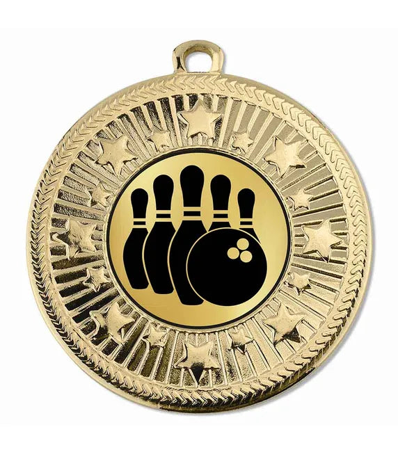 AM1169.01-D405A - Gold VF Star Bowling Ten-pin Generic Medal 50mm
