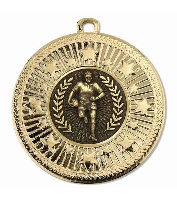 AM1169.01-V221A - Gold VF Star Rugby Male Medal 50mm