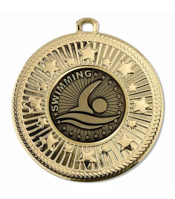 AM1169.01-V274A - Gold VF Star Swimming Medal 50mm
