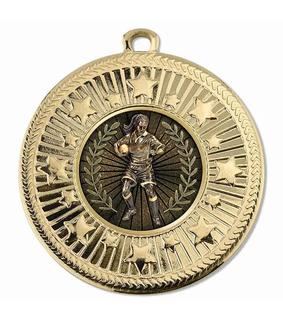AM1169.01-V289A - Gold VF Star Rugby Female Medal 50mm