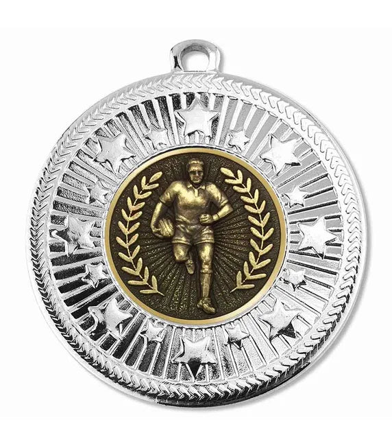 AM1169.02-V221A - Silver VF Star Rugby Male Medal 50mm
