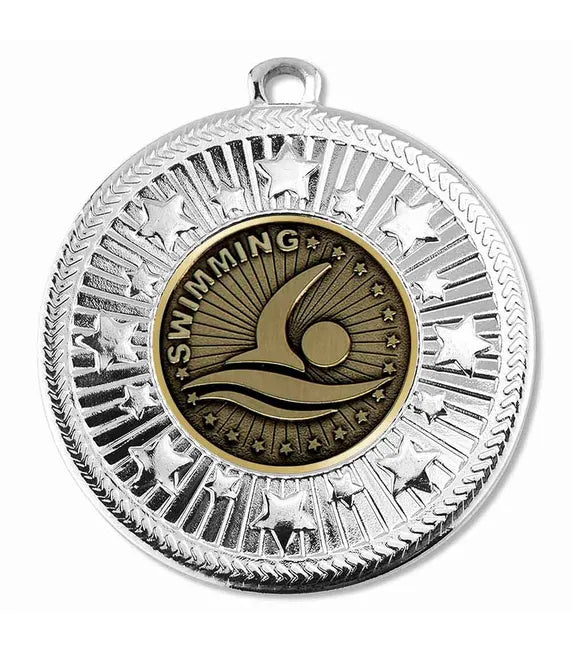 AM1169.02-V274A - Silver VF Star Swimming Medal 50mm
