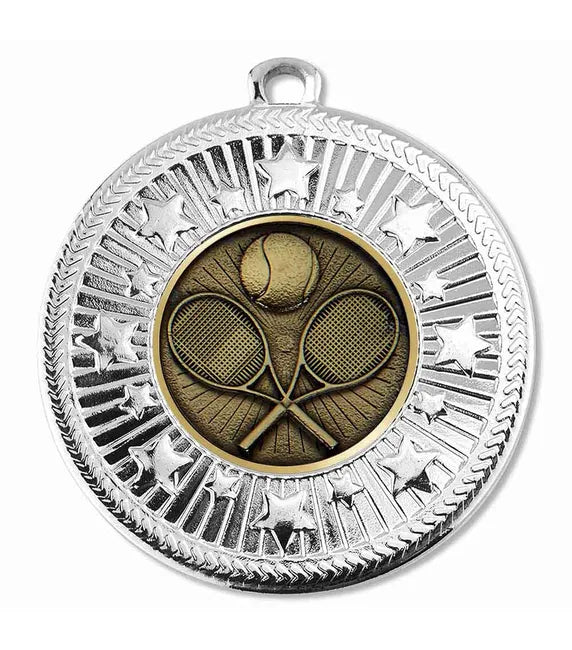 AM1169.02-V275A - Silver VF Star Tennis Racquets & Ball Medal (50mm)