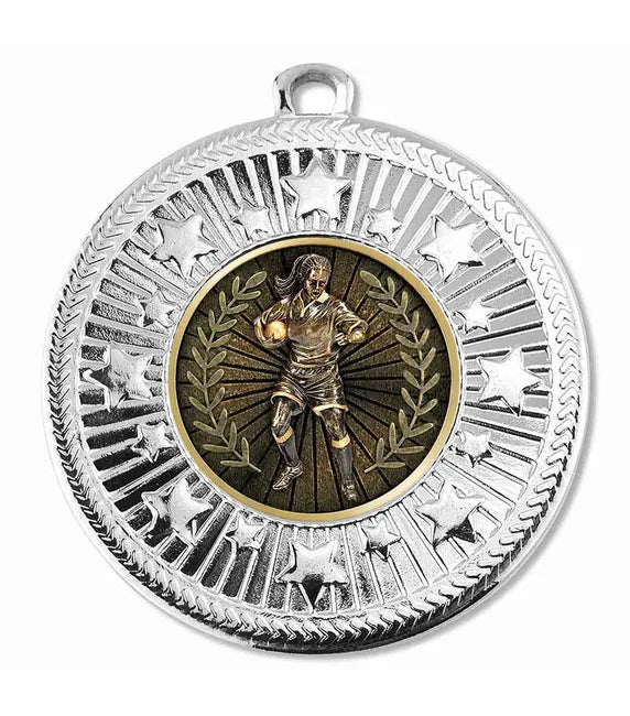 AM1169.02-V289A - Silver VF Star Rugby Female Medal 50mm