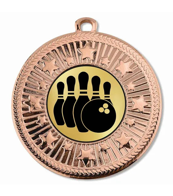 AM1169.26-D405A - Bronze VF Star Bowling Ten-pin Generic Medal 50mm