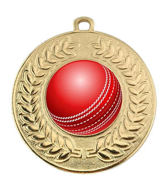 AM1213.01-V422A - Gold VF Contour Cricket Ball Medal 50mm