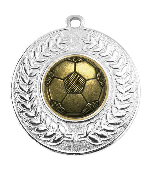  Silver VF Contour Football Ball Medal 50mm