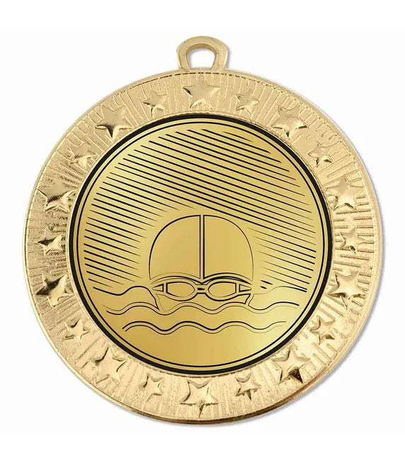 AM1700.01-D189B - Gold Starburst Swimming Classic Medal 70mm