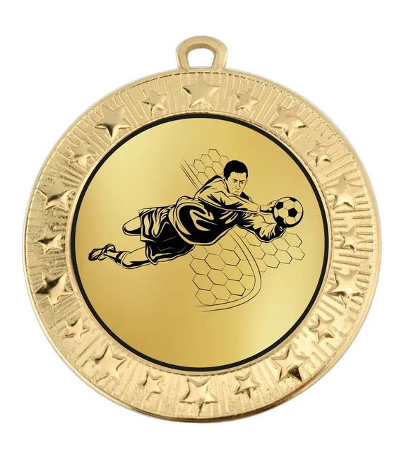 AM1700.01-D443B - Gold VF Star Football Goalie Medal 70mm