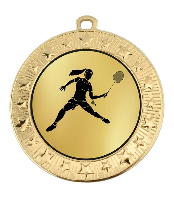 AM1700.01-D450B - Gold VF Star Badminton Female Medal 70mm