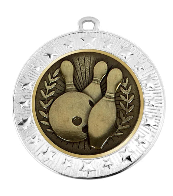 AM1700.02-V268B - Silver VF Star Ten Pin Bowling Classic Medal 70mm