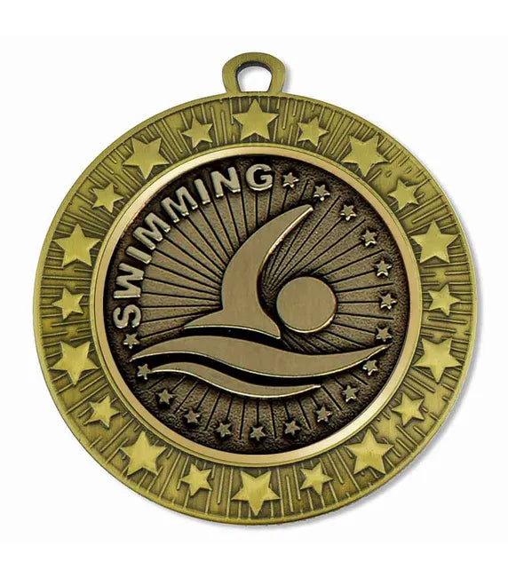 AM1700.12-V274B - Bronze Starburst Swimming Medal 70mm
