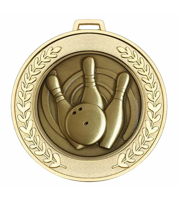 AM918.01-MCD010 - Shiny Gold Prestige Heavyweight Ten Pin Medal 70mm