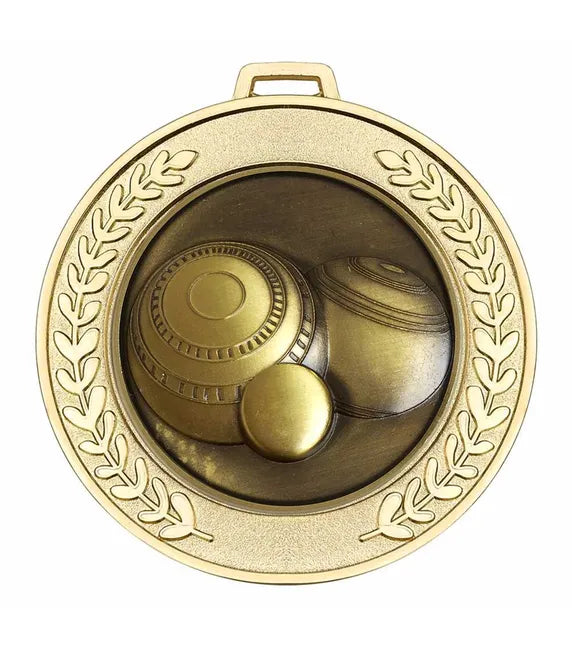 AM918.01-MCD014 - Shiny Gold Prestige Heavyweight Lawn Bowls Medal (70mm)