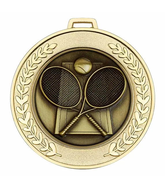 AM918.01-MCD015 - Shiny Gold Prestige Heavyweight Tennis Medal (70mm)