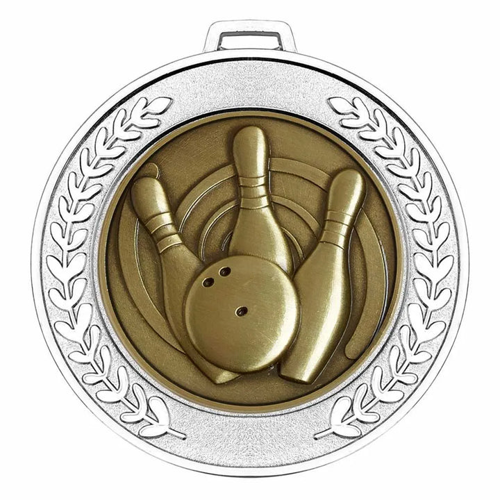 AM918.02-MCD010 -  Shiny Silver Prestige Heavyweight Ten Pin Medal 70mm