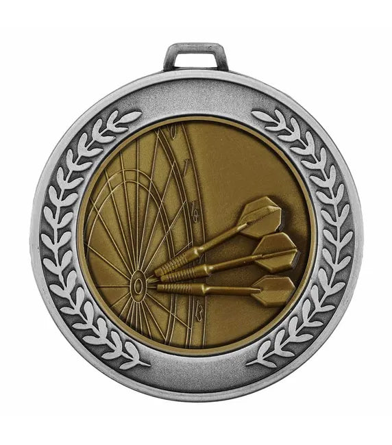 AM918.22-MCD007 - Antique Silver Prestige Heavyweight Darts Medal (70mm)