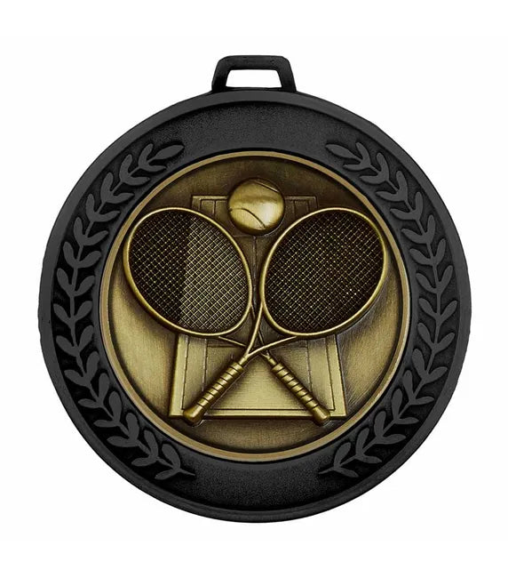 AM918.30-MCD015 - Black Prestige Heavyweight Tennis Medal (70mm)
