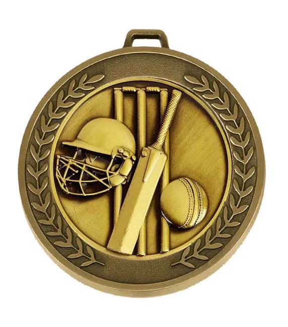 AM918G-MCD016 - Gold Prestige Heavyweight Cricket Medal 70mm