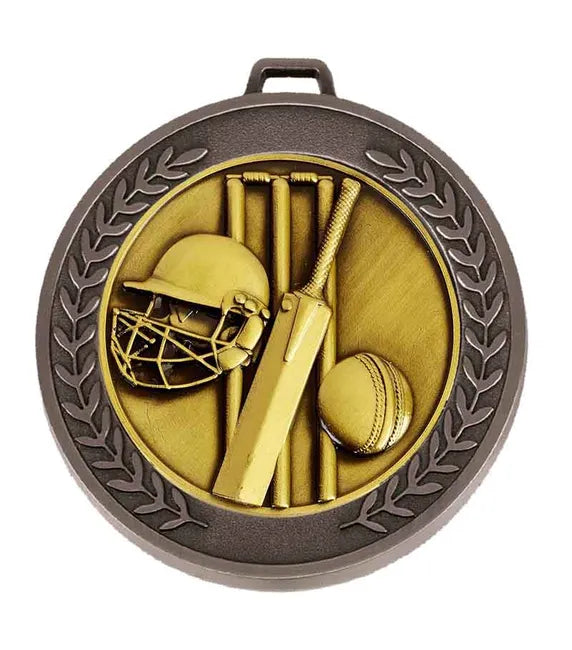 AM918S-MCD016 - Silver Prestige Heavyweight Cricket Medal 70mm