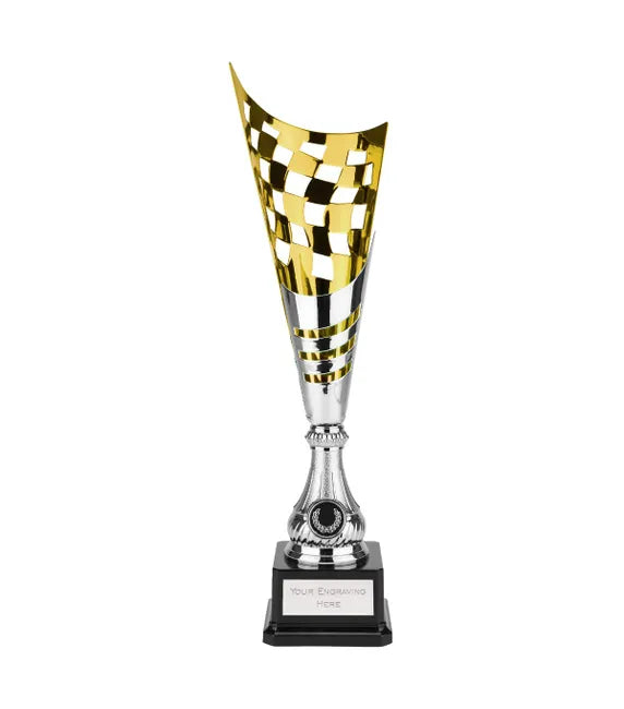 GT005 - Silver & Gold Tycone Flag Trophy (43cm)