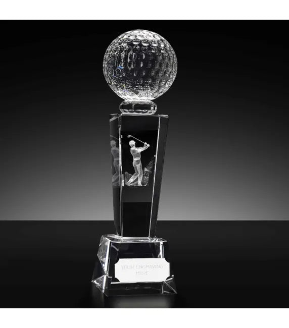 KK192 - Unite Male Crystal Glass Golf Trophy (2 Sizes)