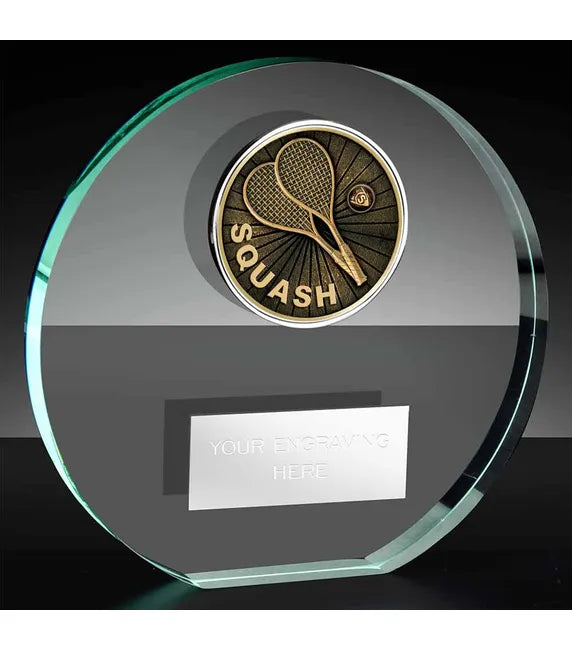 KK225AS-V293B - Poppy Trim Squash Word & Racquets Glass Award (3 Sizes)