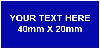 40mm x 20mm Blue Traffolyte Label with White Lettering