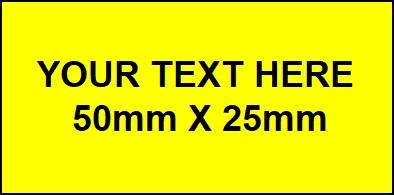 50mm x 25mm Yellow Traffolyte Label with Black Lettering