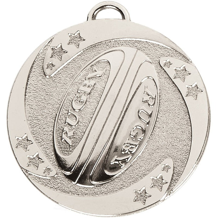 ONLINE RUGBY MEDAL STORE Silver Target Rugby Medal 