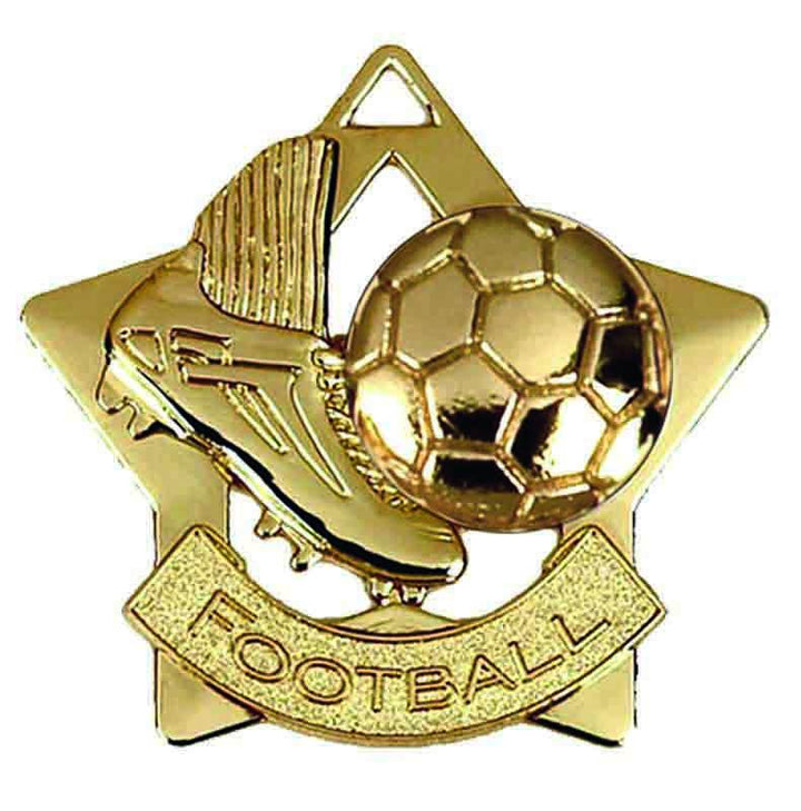 Gold Mini Star Football Medal