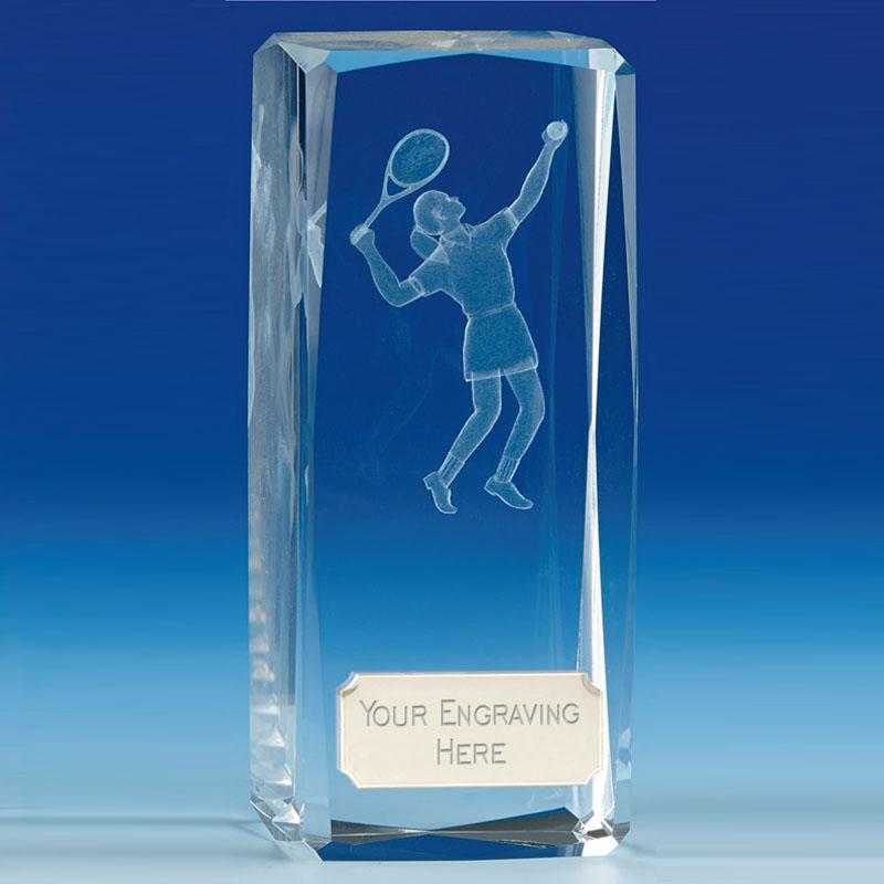 Clarity Female Glass Tennis Trophy