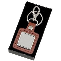 KF027 - Engraved metal & leather key ring
