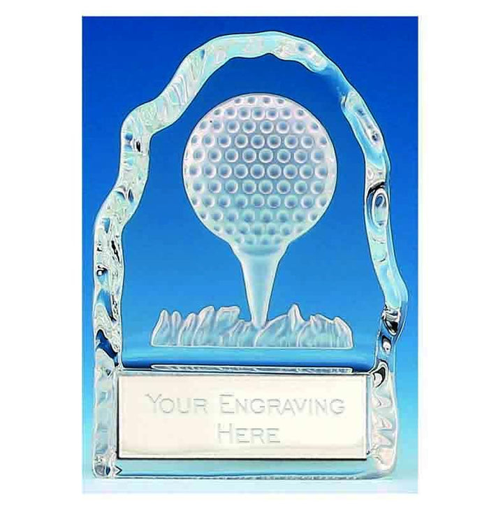 KK109 - Echo Golf Ball Glass Wedge Golf Trophy (10.5cm)