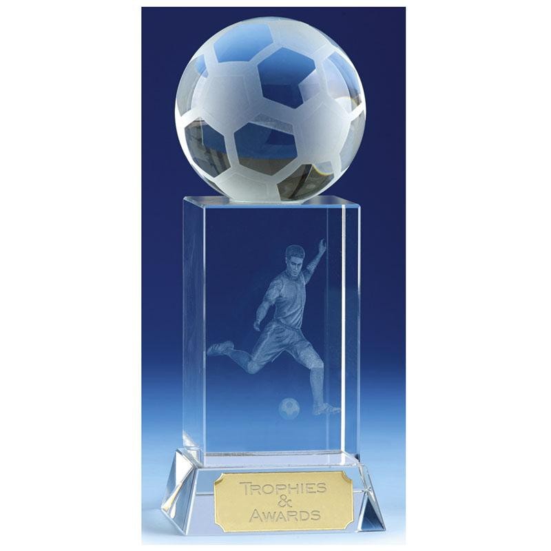 KK126 - Mercury Football Crystal Glass Award - Glass Football Awards & Trophies London