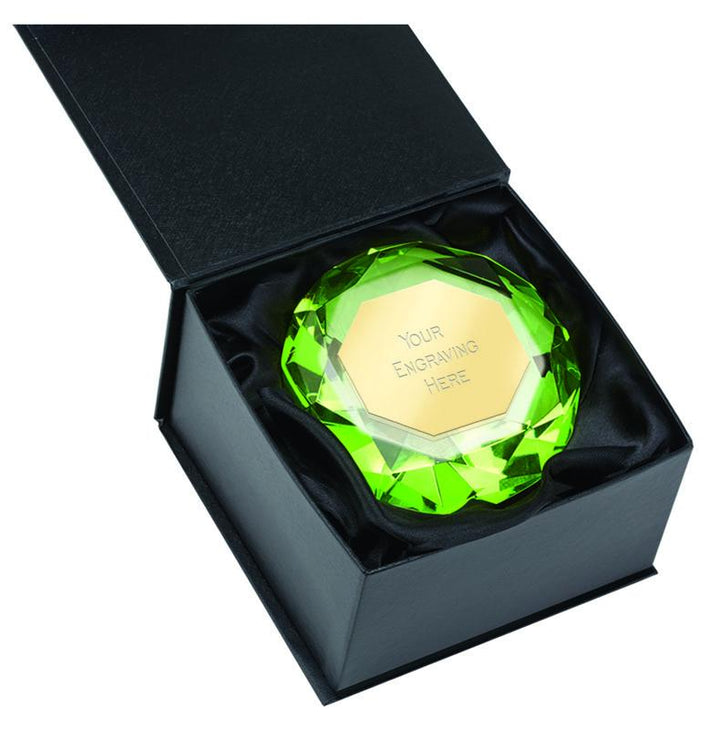 OC081 - Green Diamond Glass Engraved Award (3 Sizes)