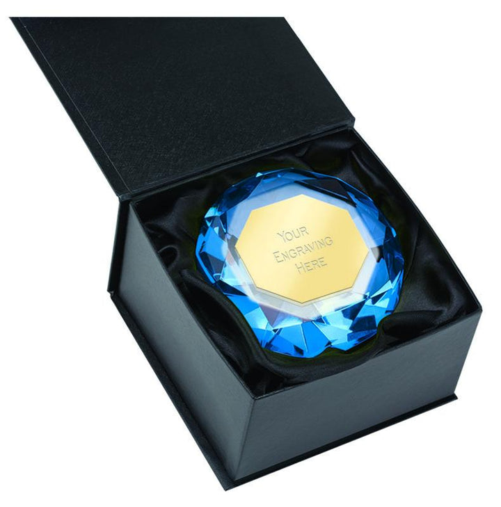 OC082 - Blue Diamond Glass Engraved Award (3 Sizes)