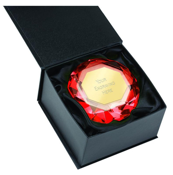 OK018 - Red Diamond Glass Engraved Award (3 Sizes)