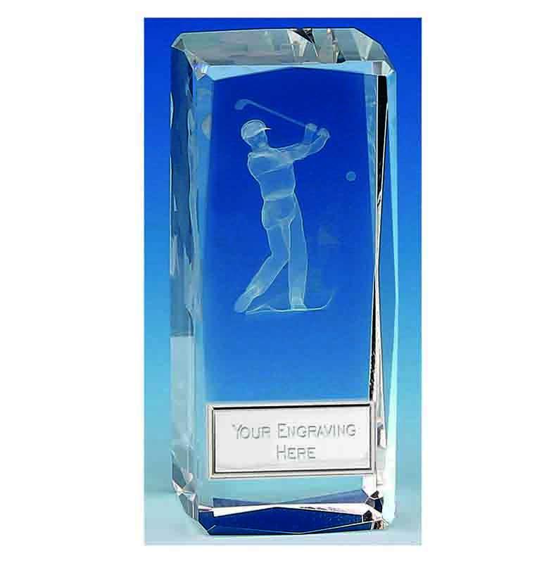 Clarity Male Golfer Crystal Trophy